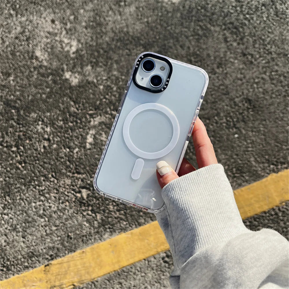 Magnetic Magsafe Clear Anti-fall Phone Case for iPhone 16 15 14 13 12 Pro MAX 16 15Plus Wireless Charger Bumper Cover Fundas