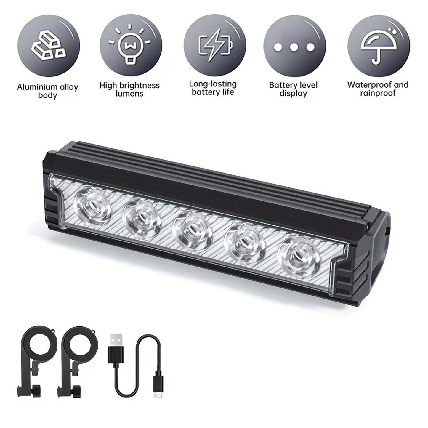 Ebike Conversion Kit Waterproof Led Light Rechargeable Bike Light High-Power Led Lighting Bar For Night Cycling Road